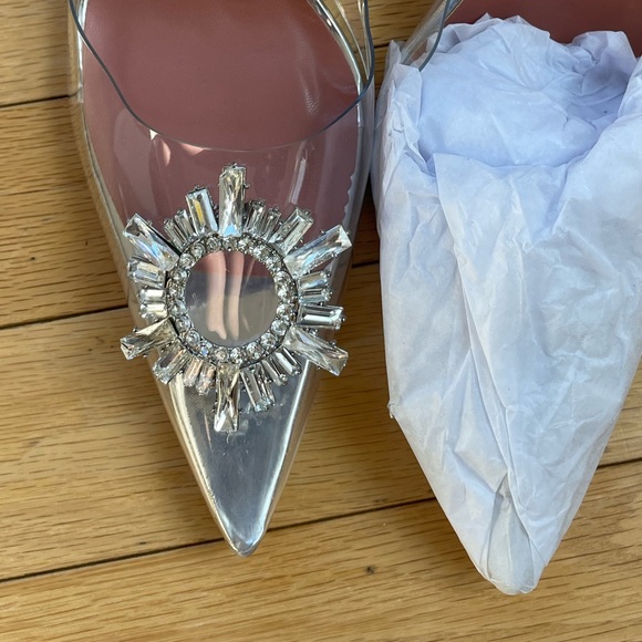 Women's Slip on Transparent Slingback Pointed Toe Crystal Rhinestones Clear *NEW - Picture 10 of 10